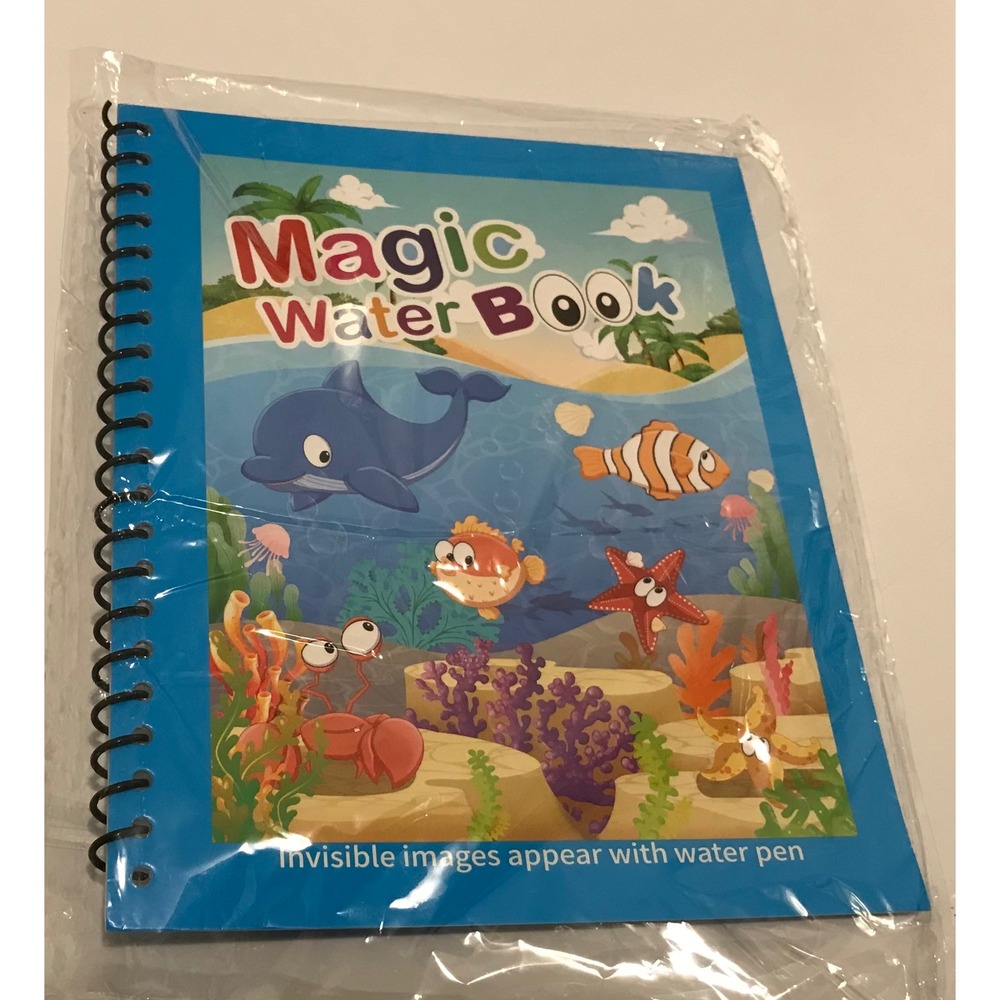 14 Magic Water Book Reusable Coloring Set with Water Pen Mess Free Kids Activity